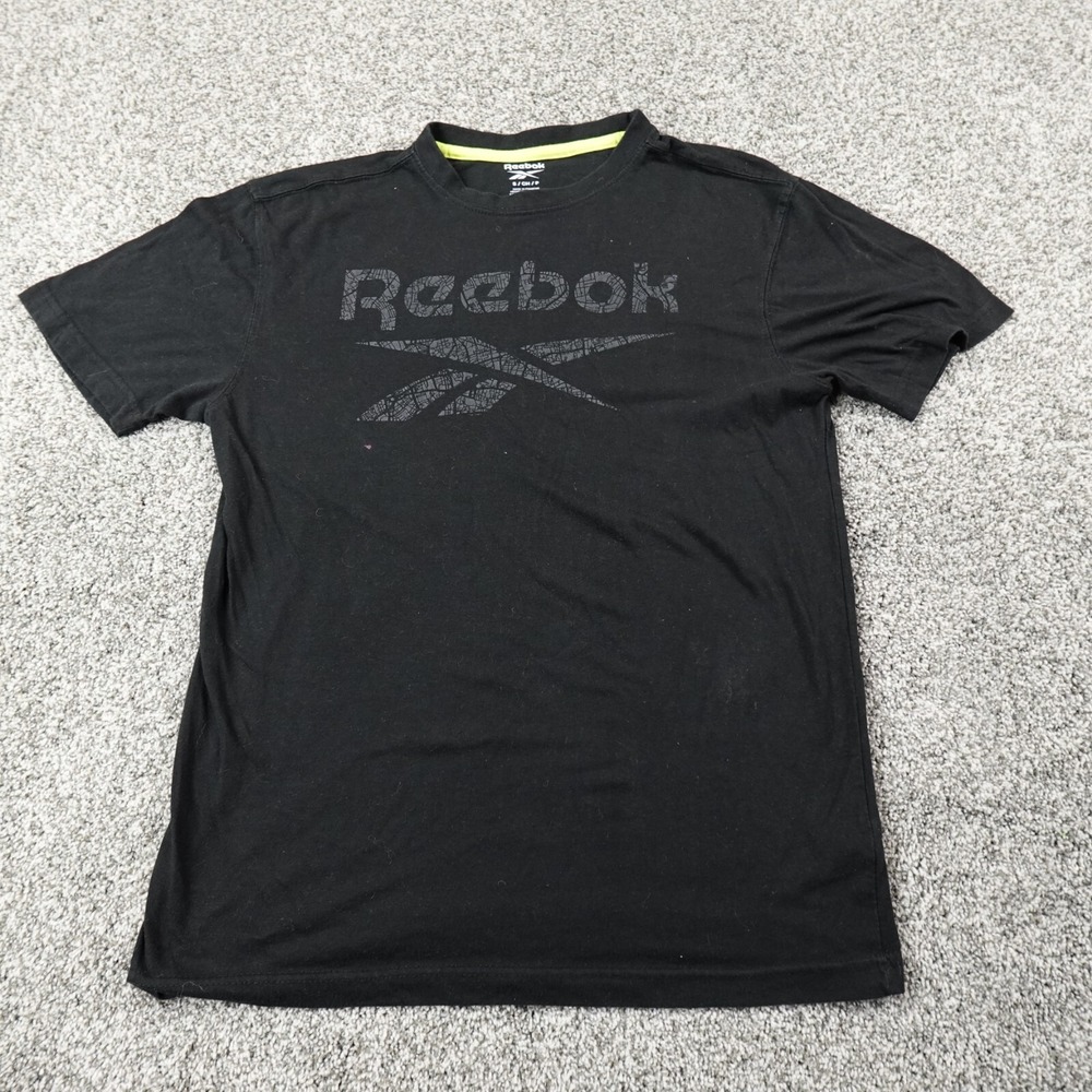 Reebok Shirt Mens S Black Logo Short Sleeve Active Athletic Casual Lightweight‎